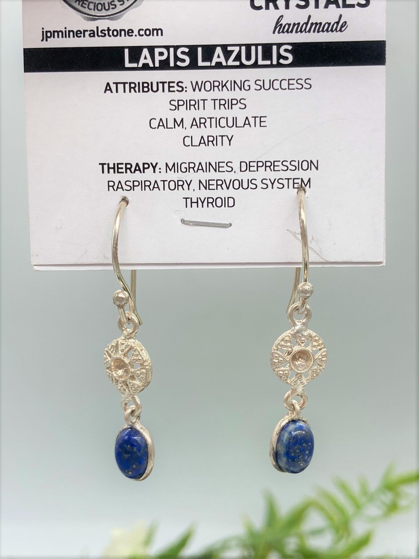 Lapis Lazuli Crystal Silver Plated Earrings