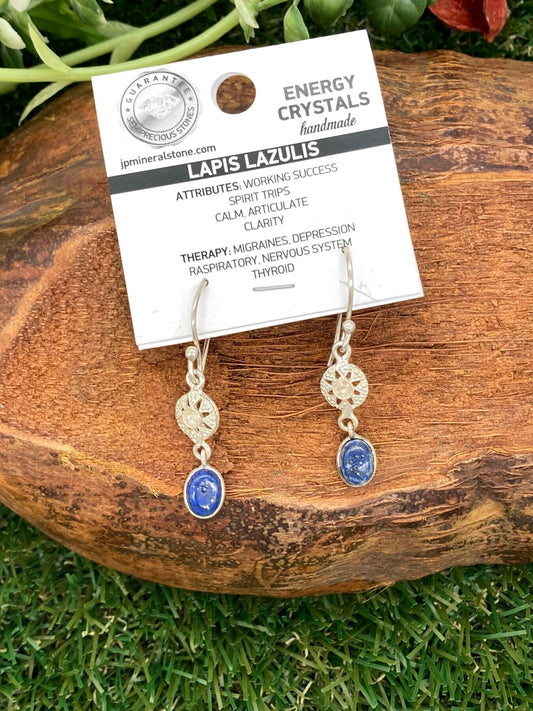 Lapis Lazuli Crystal Silver Plated Earrings