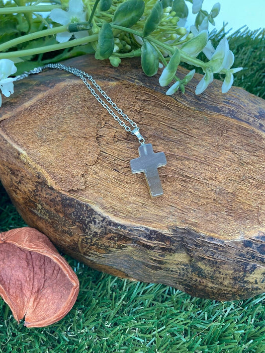 Agate Crystal Cross Sterling Steel Necklace