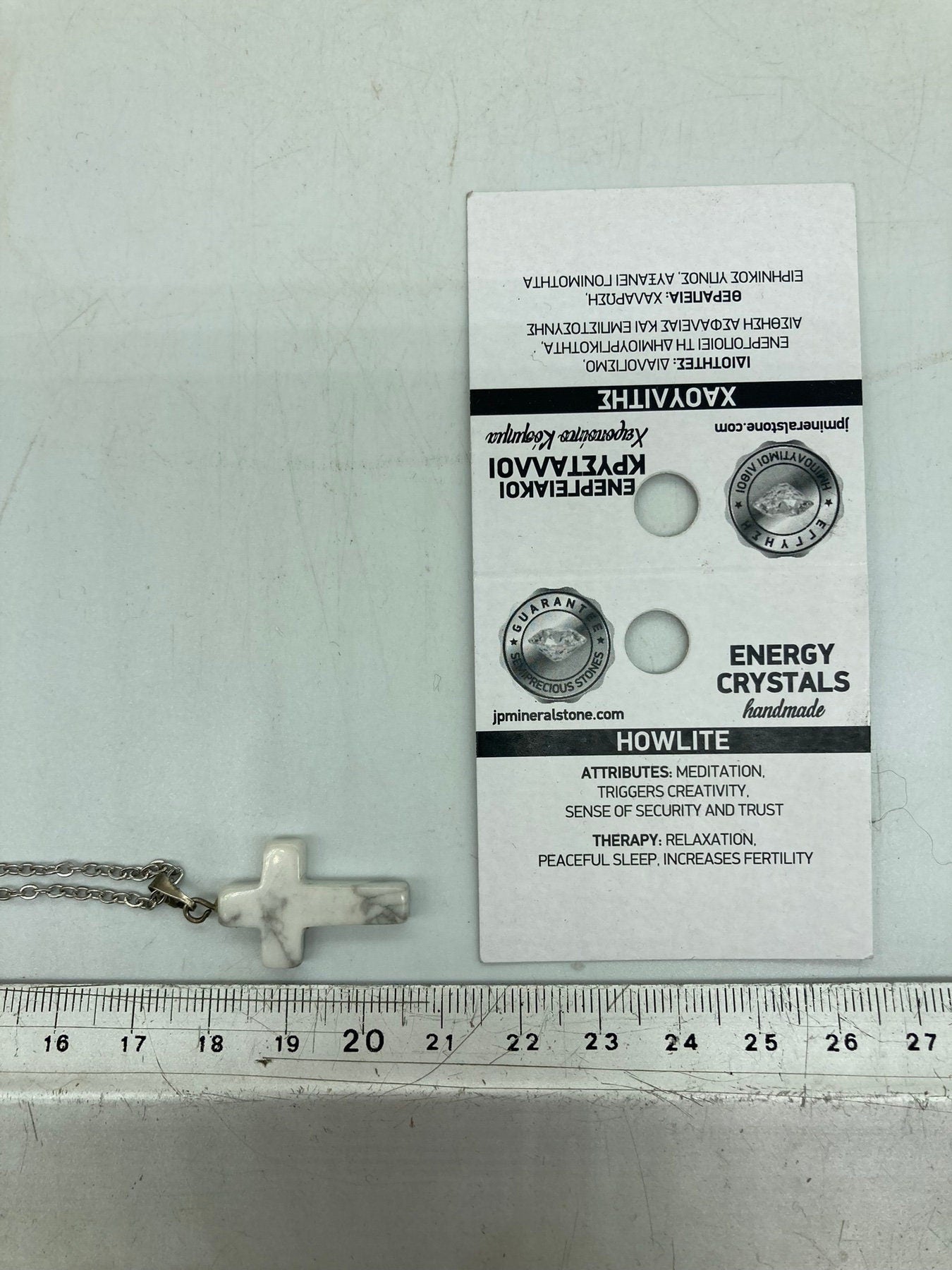 Howlite Crystal Cross Sterling Steel Necklace