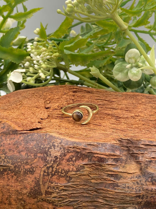 Tiger's Eye Crystal Brass Ring