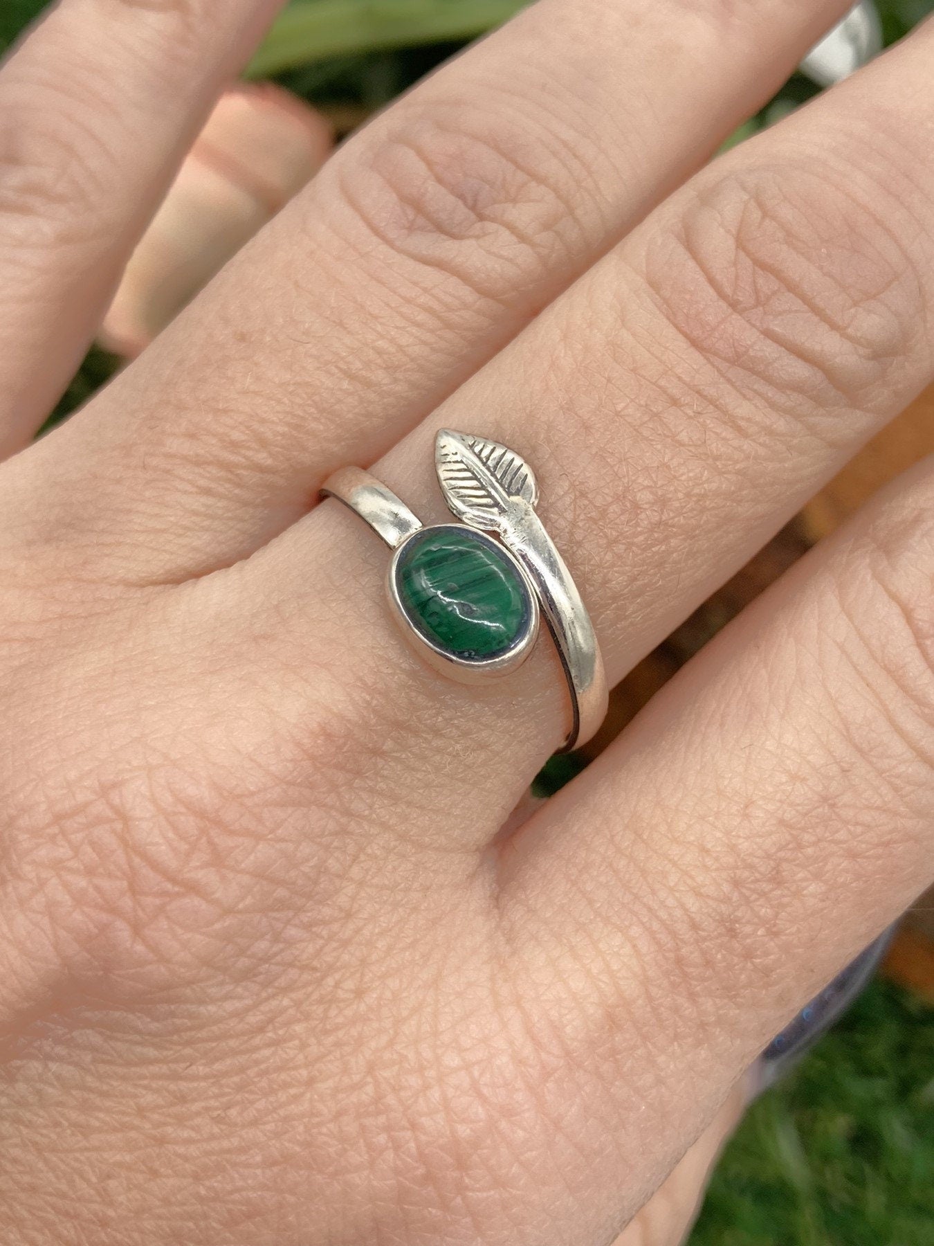 Malachite Crystal Sterling Silver 925 Ring Top Quality Handmade