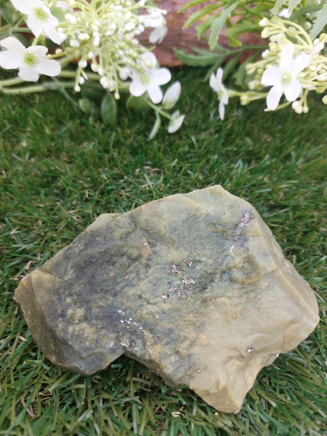 Serpentine with Pyrite Rough Crystal Rare Collector Piece  Home Decor