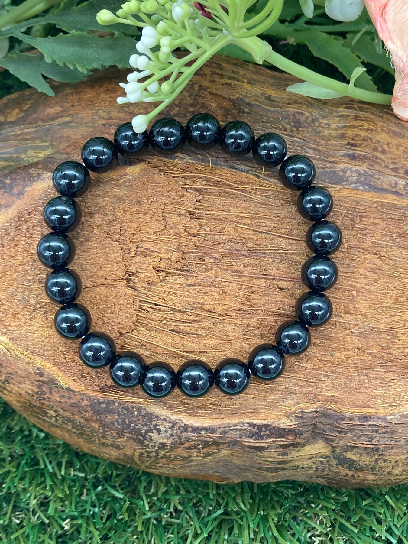 Black Tourmaline Natural Crystal 8MM Beads Bracelets, Wrist Bracelet, Strechy Bracelet, Beaded Bracelet, Hand Made Gift, Crystal Bracelet