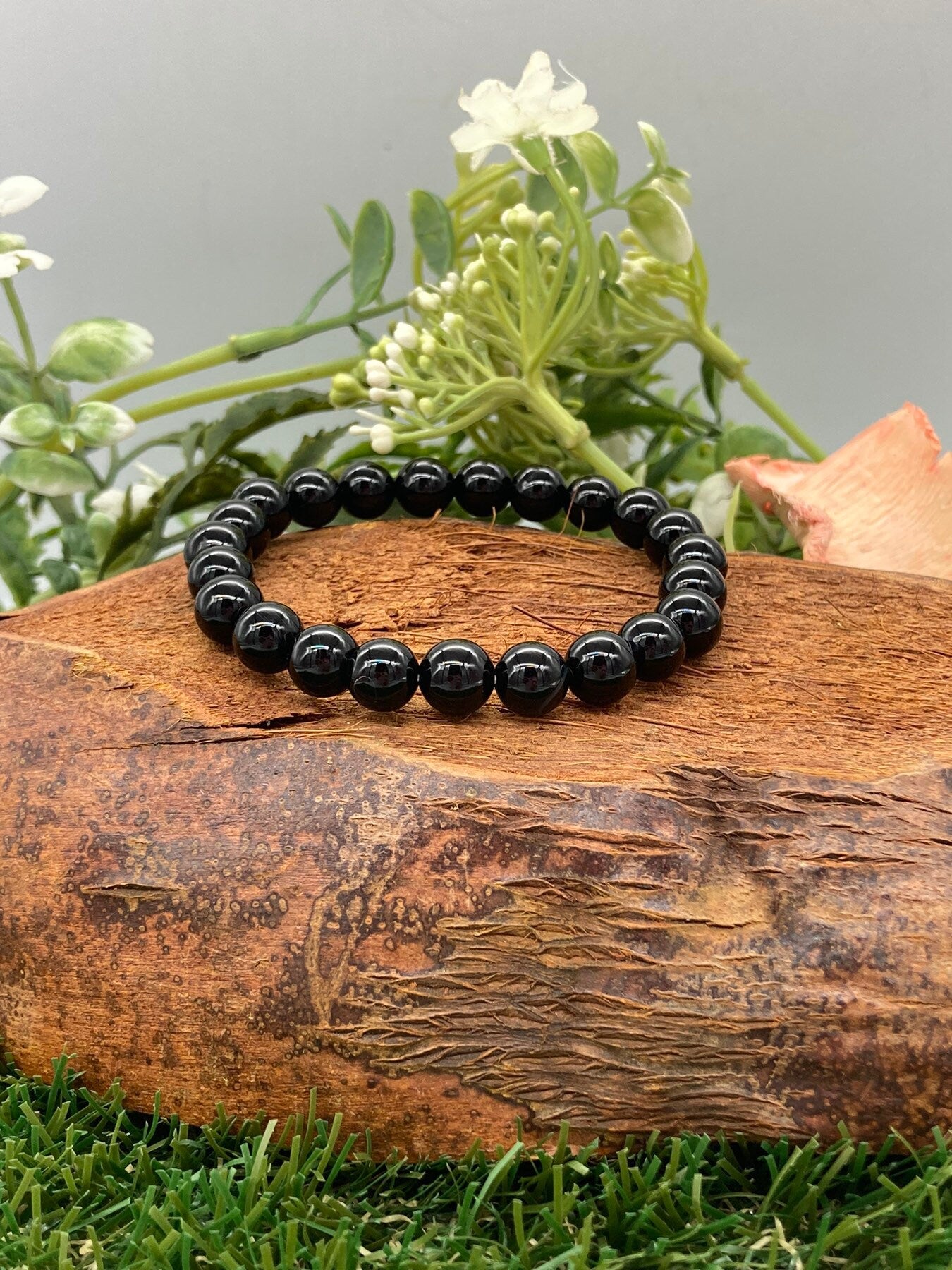 Black Tourmaline Natural Crystal 8MM Beads Bracelets, Wrist Bracelet, Strechy Bracelet, Beaded Bracelet, Hand Made Gift, Crystal Bracelet