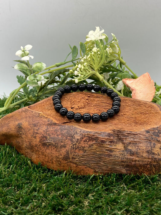 Black Tourmaline Natural Crystal 8MM Beads Bracelets, Wrist Bracelet, Strechy Bracelet, Beaded Bracelet, Hand Made Gift, Crystal Bracelet