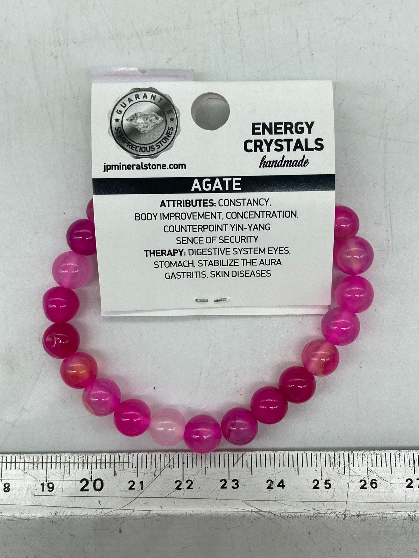 Pink Agate Natural Crystal 8MM Beads Bracelets, Wrist  Bracelet, Strechy Bracelet, Beaded Bracelet, Hand Made Gift, Crystal Bracelet