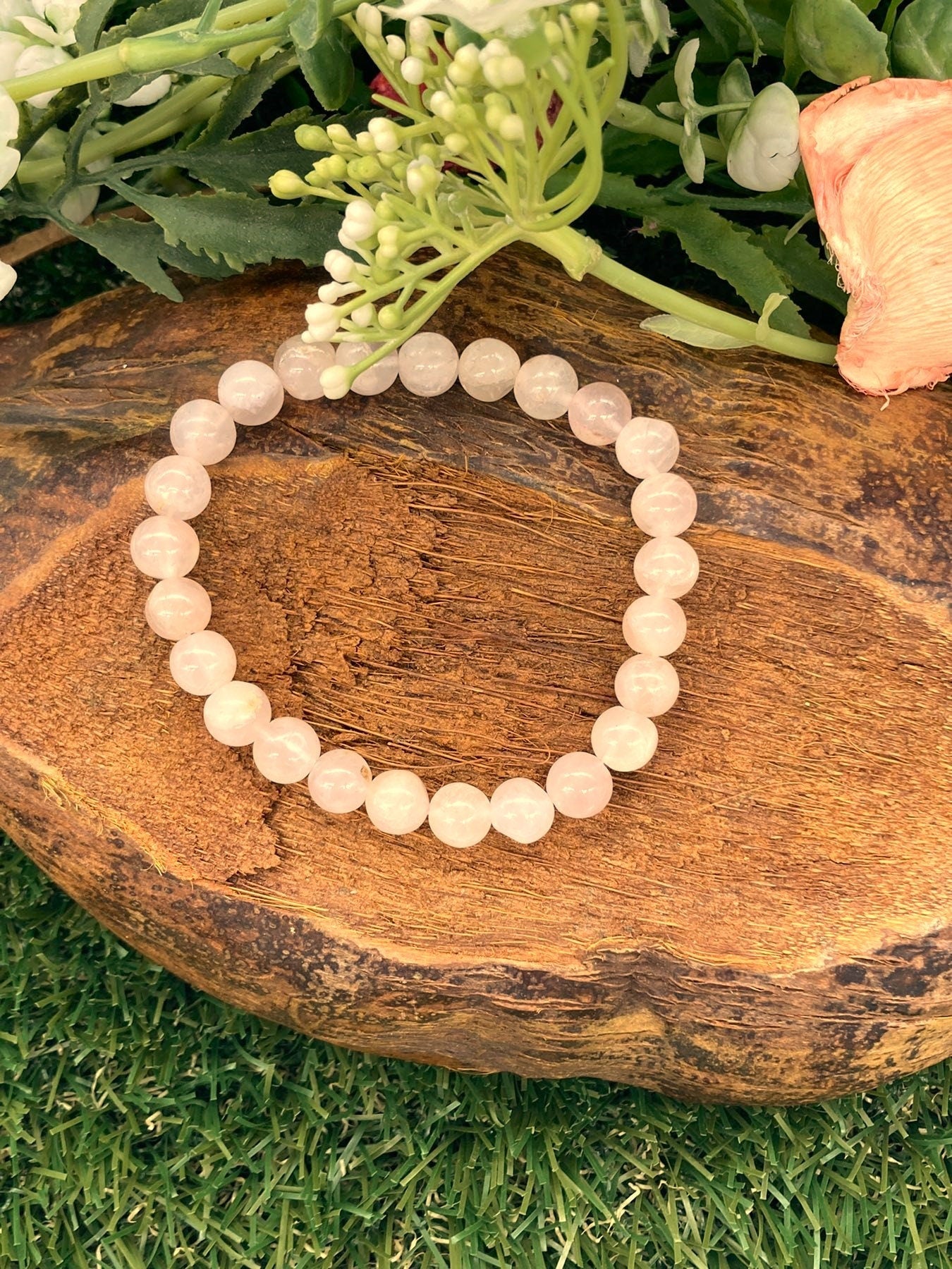 Rose Quartz Natural Crystal 8MM Beads Bracelets, Wrist Bracelet, Strechy Bracelet, Beaded Bracelet, Hand Made Gift, Crystal Bracelet