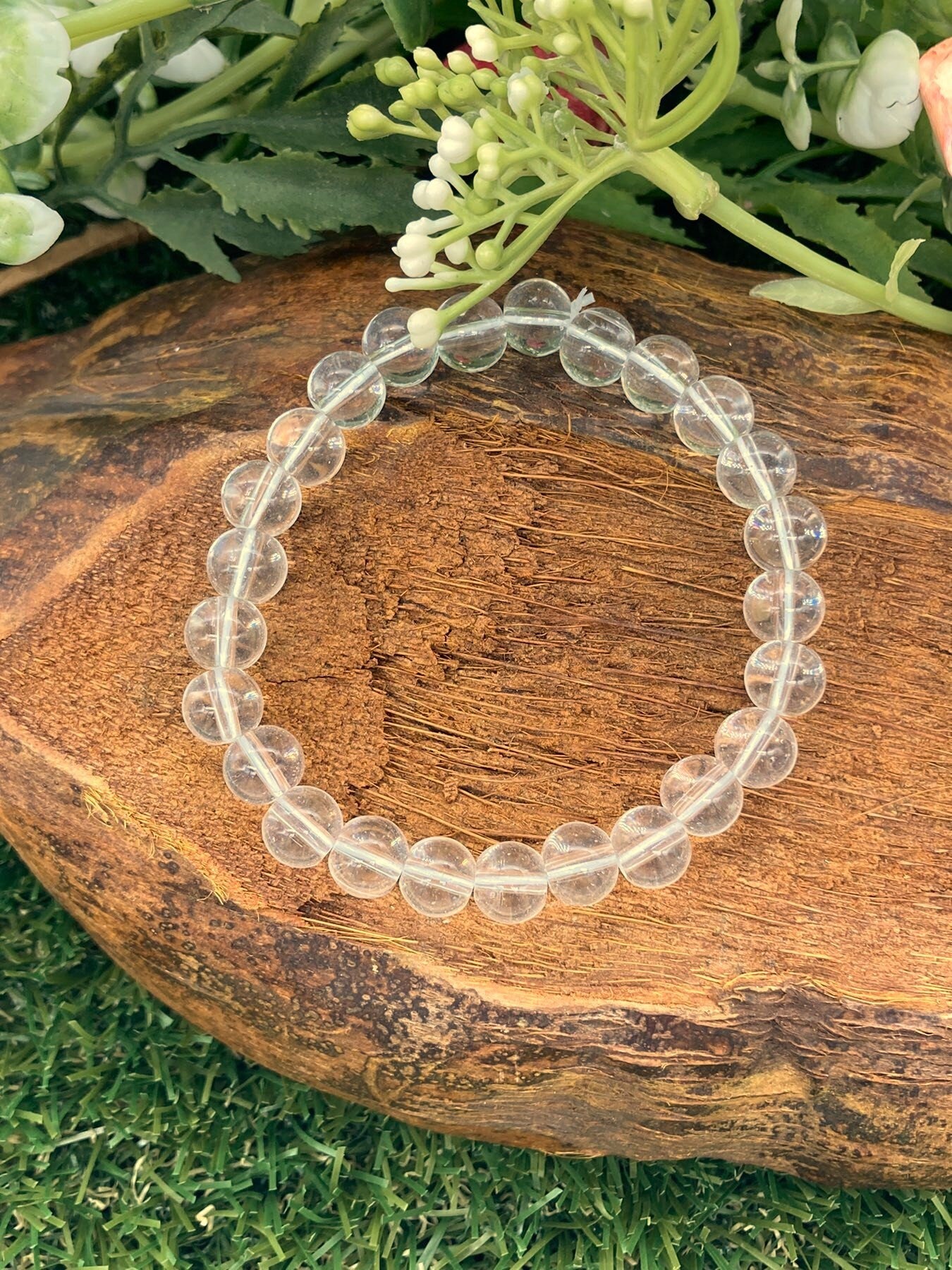 Clear Quartz Natural Crystal 8MM Beads Bracelets, Wrist Bracelet, Strechy Bracelet, Beaded Bracelet, Hand Made Gift, Crystal Bracelet