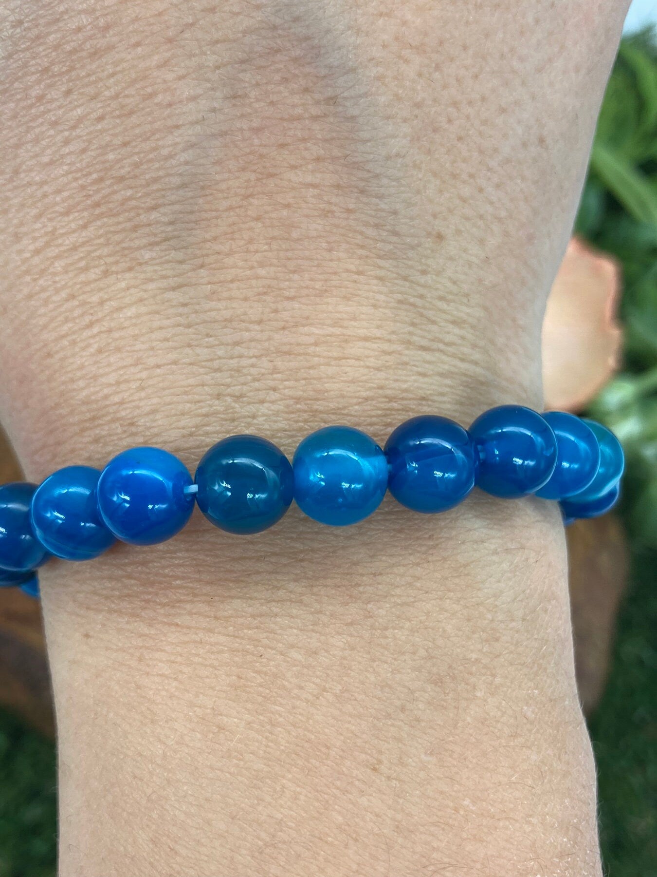 Blue Agate Natural Crystal 8MM Beads Bracelets, Wrist Bracelet, Strechy Bracelet, Beaded Bracelet, Hand Made Gift, Crystal Bracelet