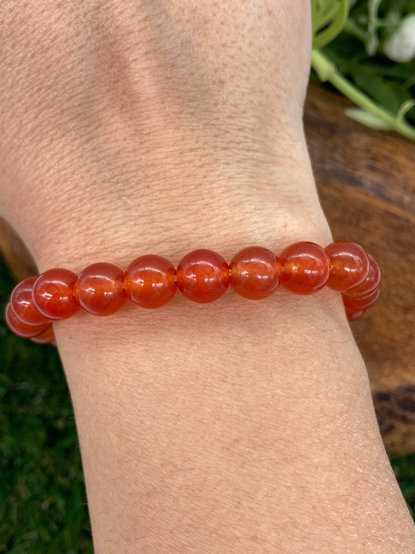 Carnelian Natural Crystal 8MM Beads Bracelets, Wrist Gemstone Bracelet, Strechy Bracelet, Beaded Bracelet, Hand Made Gift, Crystal Bracelet