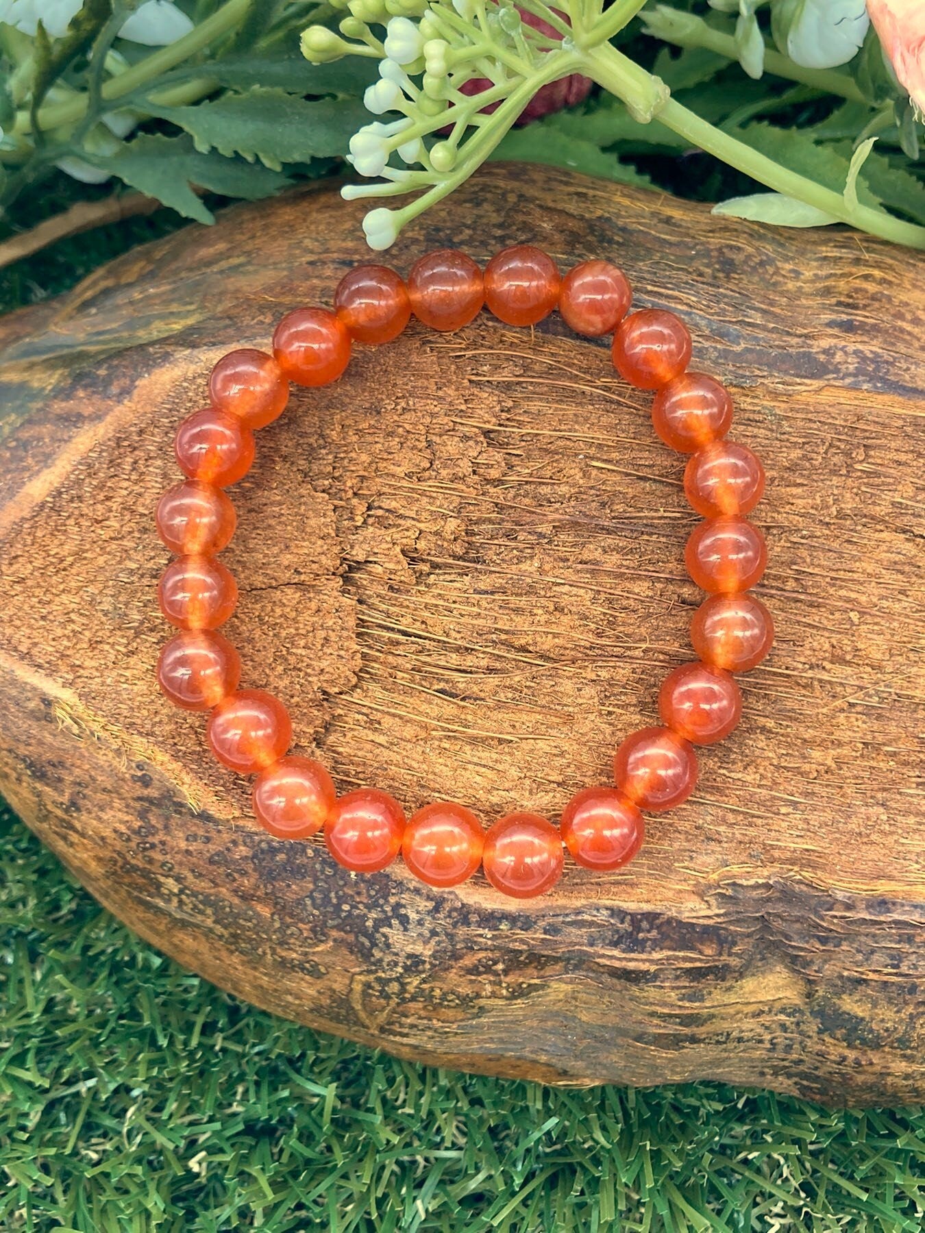 Carnelian Natural Crystal 8MM Beads Bracelets, Wrist Gemstone Bracelet, Strechy Bracelet, Beaded Bracelet, Hand Made Gift, Crystal Bracelet