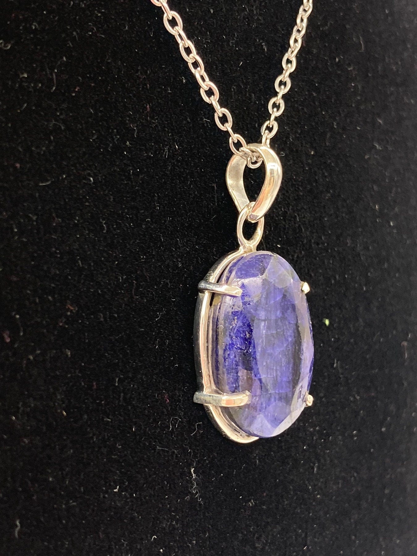 Raw Blue Sapphire Necklace, 33 Carat, Calming Necklace, Silver 925,  Real Blue Sapphire Jewelry, raw gemstone necklace