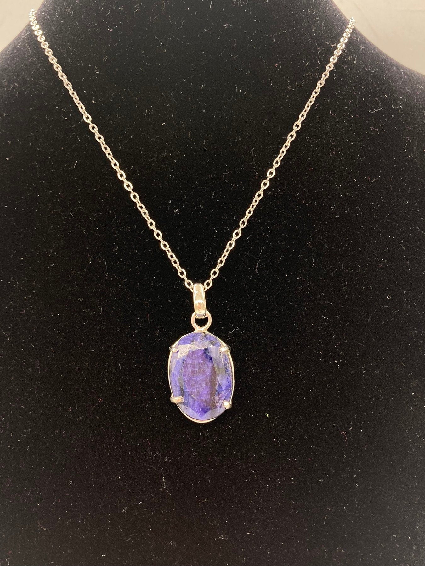 Raw Blue Sapphire Necklace, 33 Carat, Calming Necklace, Silver 925,  Real Blue Sapphire Jewelry, raw gemstone necklace