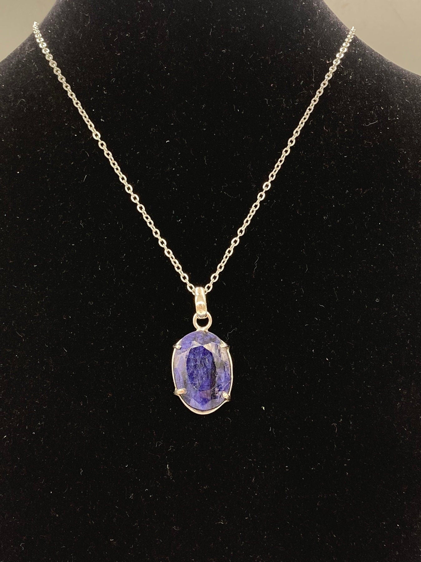 Raw Blue Sapphire Necklace, 33 Carat, Calming Necklace, Silver 925,  Real Blue Sapphire Jewelry, raw gemstone necklace