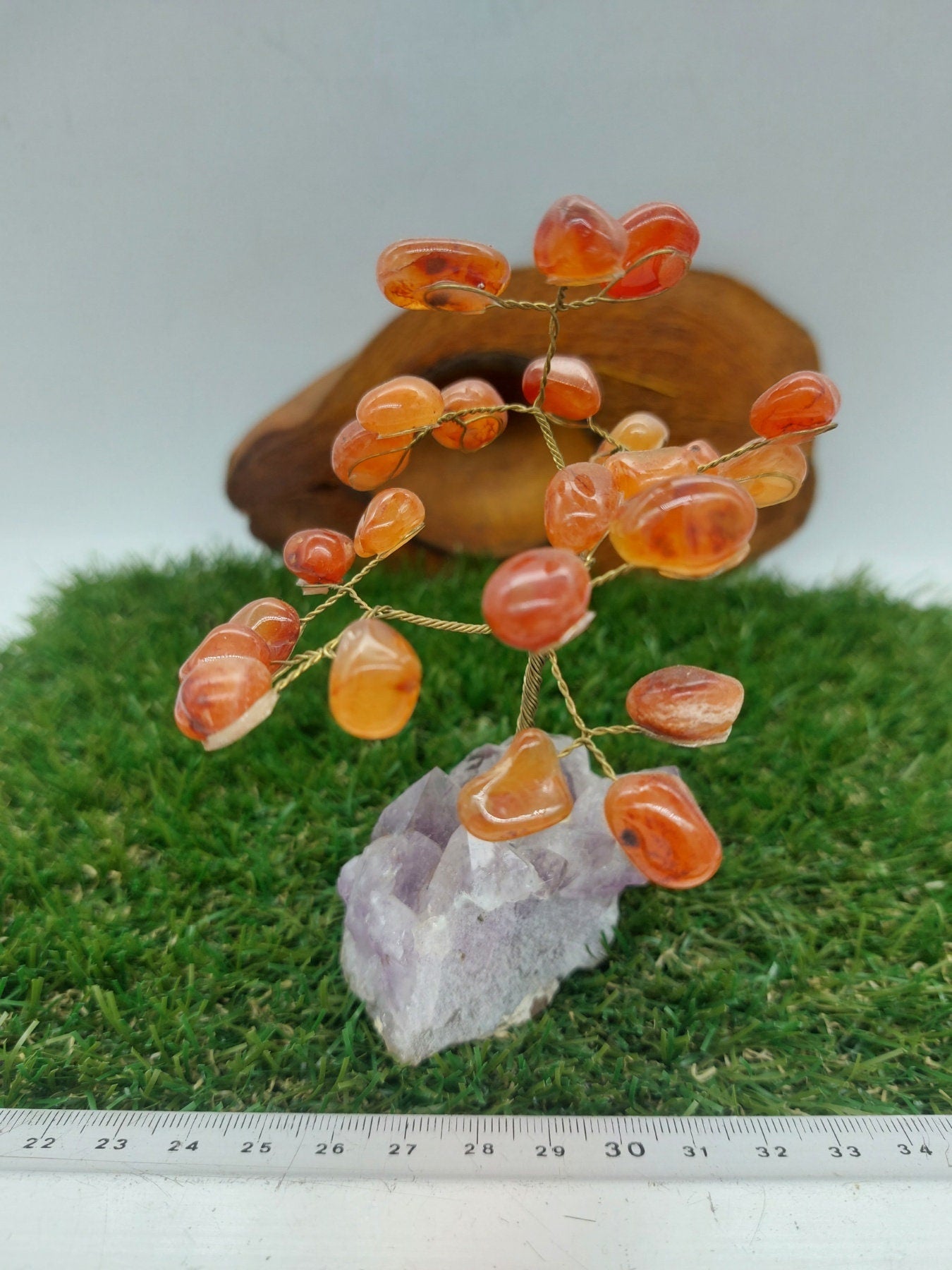 Carnelian Crystal Tree of Life with Amethyst Base Home Decoration