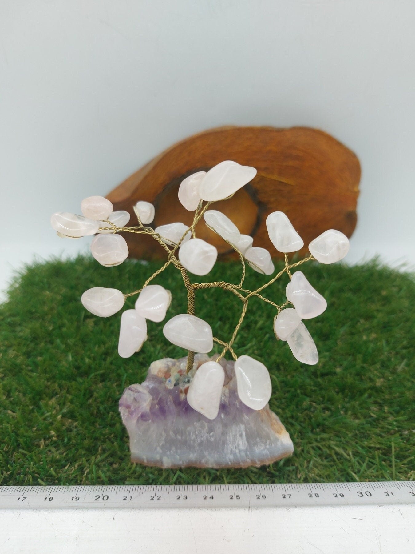 Rose Quartz Crystal Tree of Life with Amethyst Base - Home Decoration