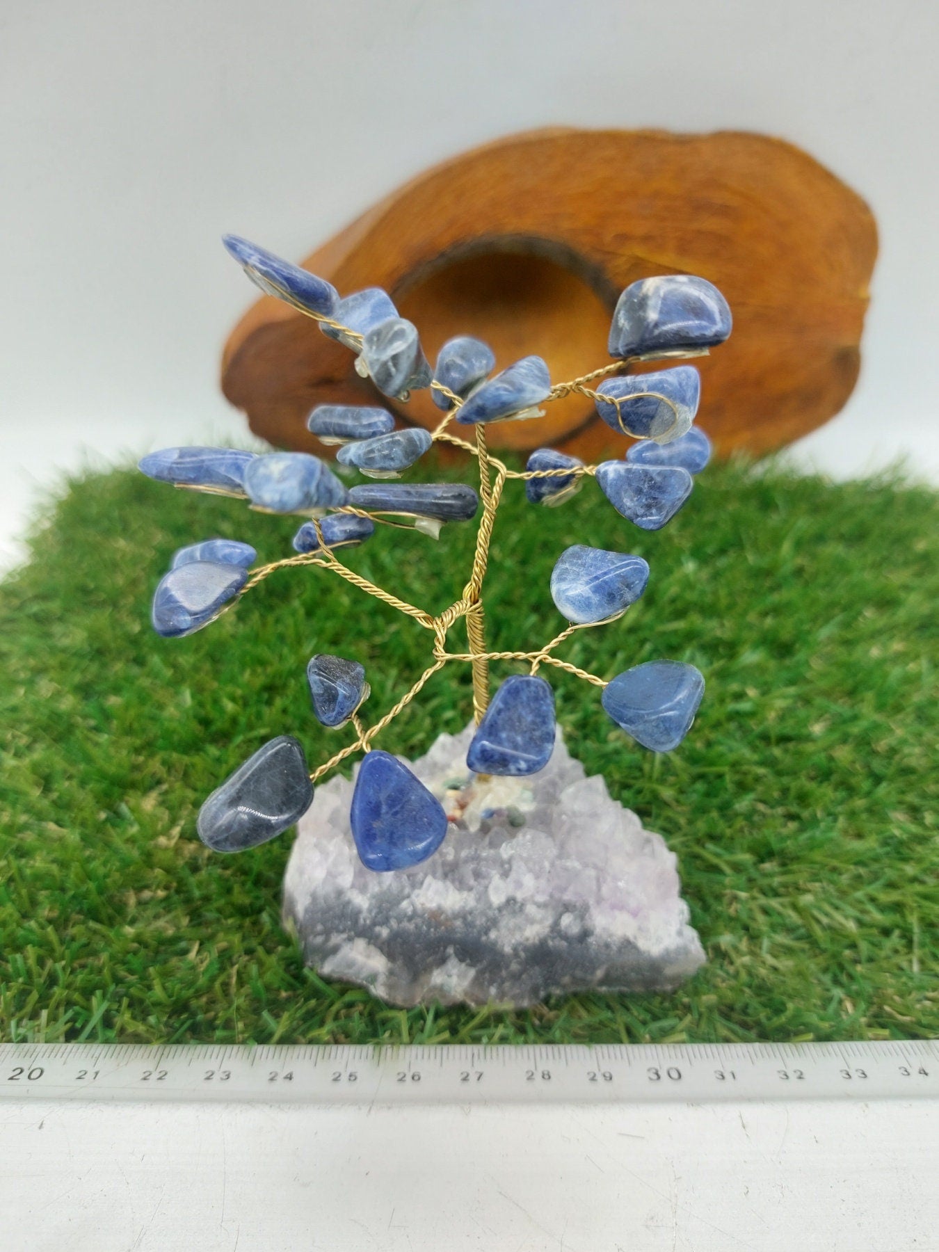 Sodalite Crystal Tree of Life with Amethyst Base - Home Decoration
