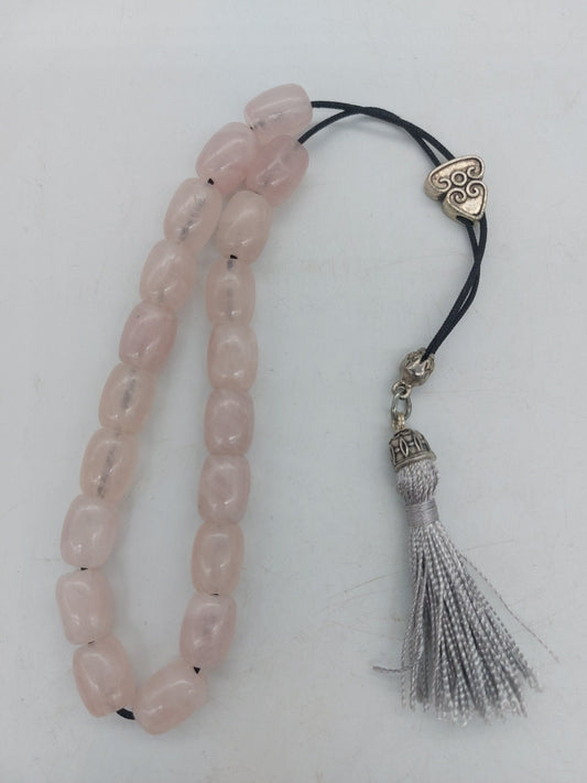 Rose Quartz Crystal -Handmade-Worry beads-Meander-Greek kompoloi-Greek coulture-Gift idea-Men's accessories