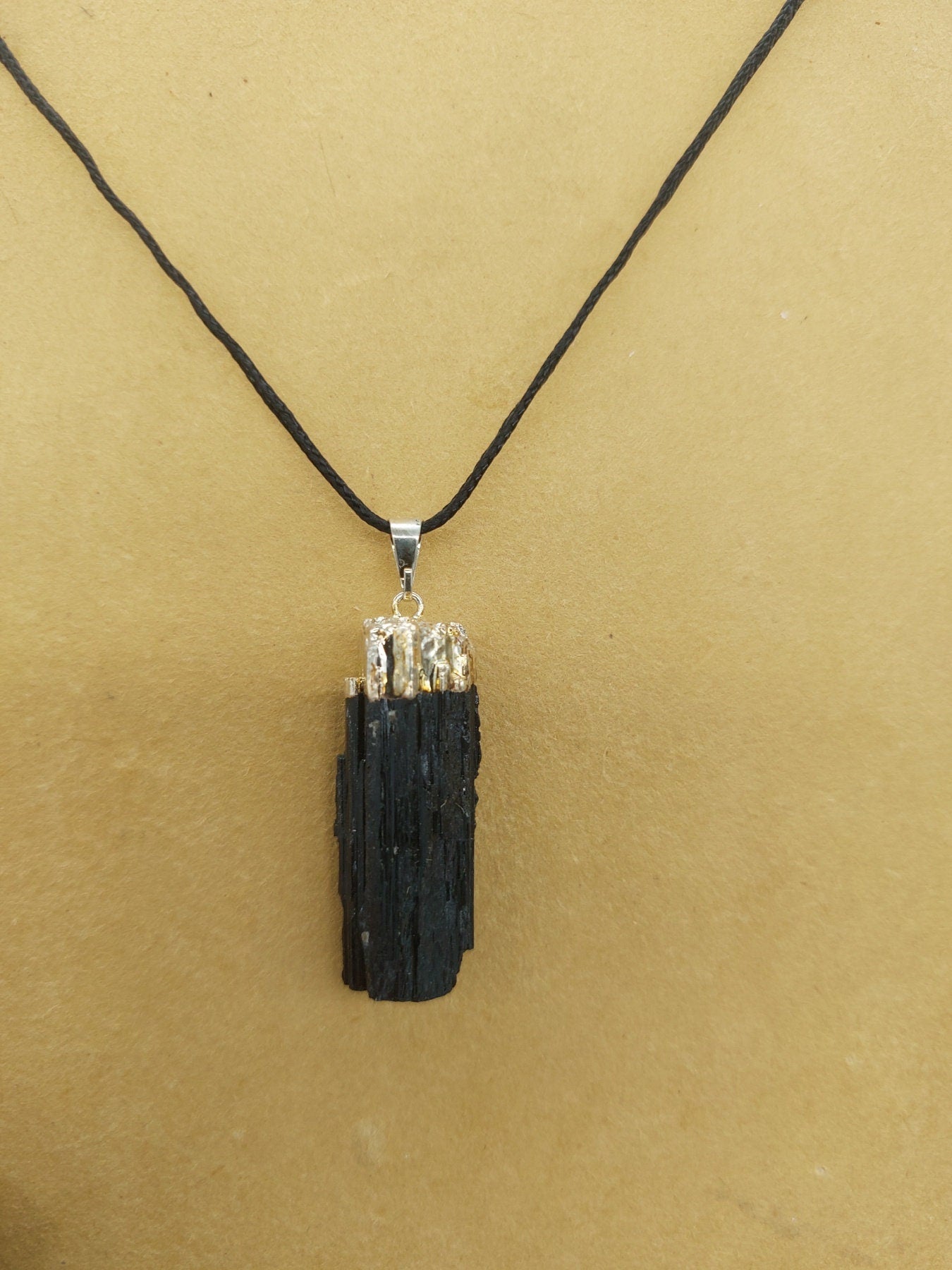 Natural Rough Tourmaline Silver Necklace Healing Crystal Accessories Zodiac Mineral Stone