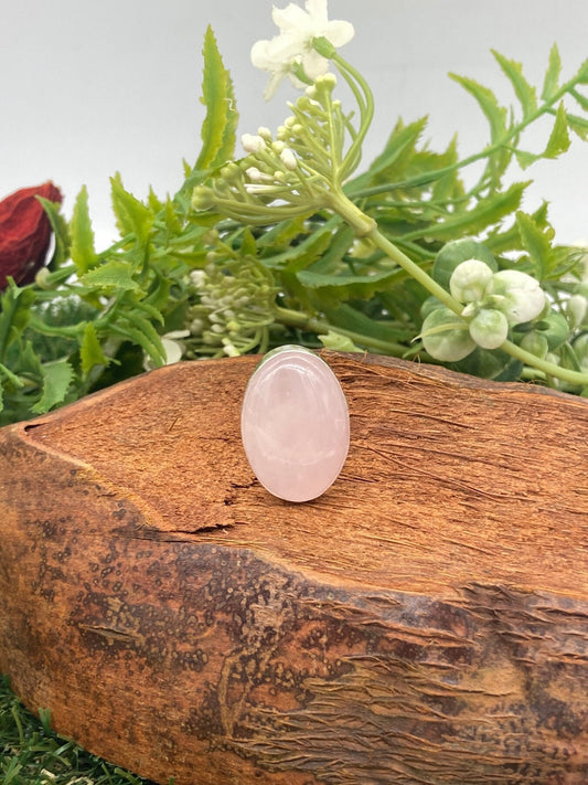 Rose Quartz Crystal Silver Plated Adjustable Statement Ring