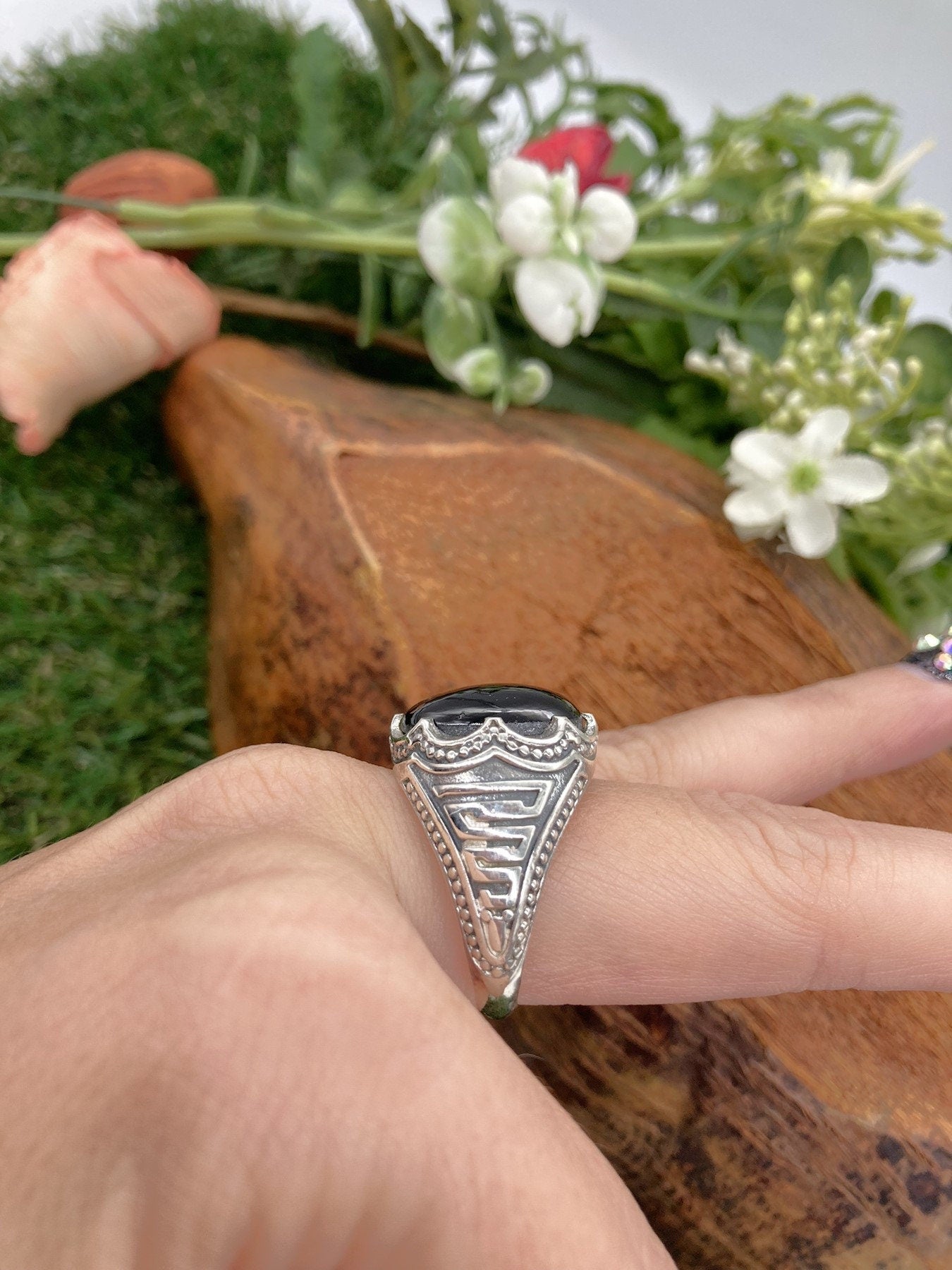 Red Garnet Crystal Sterling Silver 925 Cabochon Cut Statement Ring Top Quality Handmade