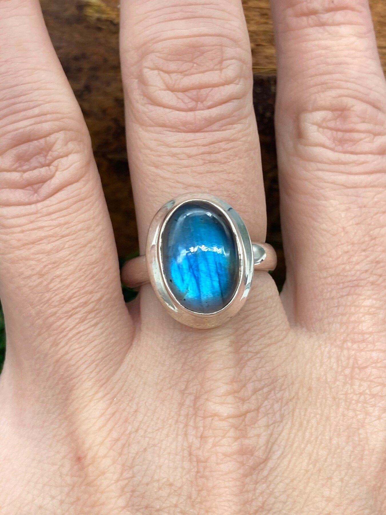 Labradorite Crystal Sterling Silver 925 Cabochon Cut Ring Top Quality Handmade