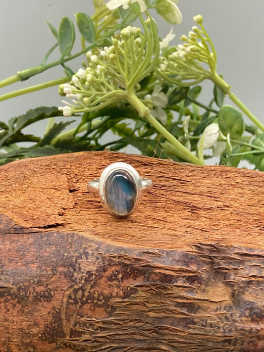 Labradorite Crystal Sterling Silver 925 Cabochon Cut Ring Top Quality Handmade
