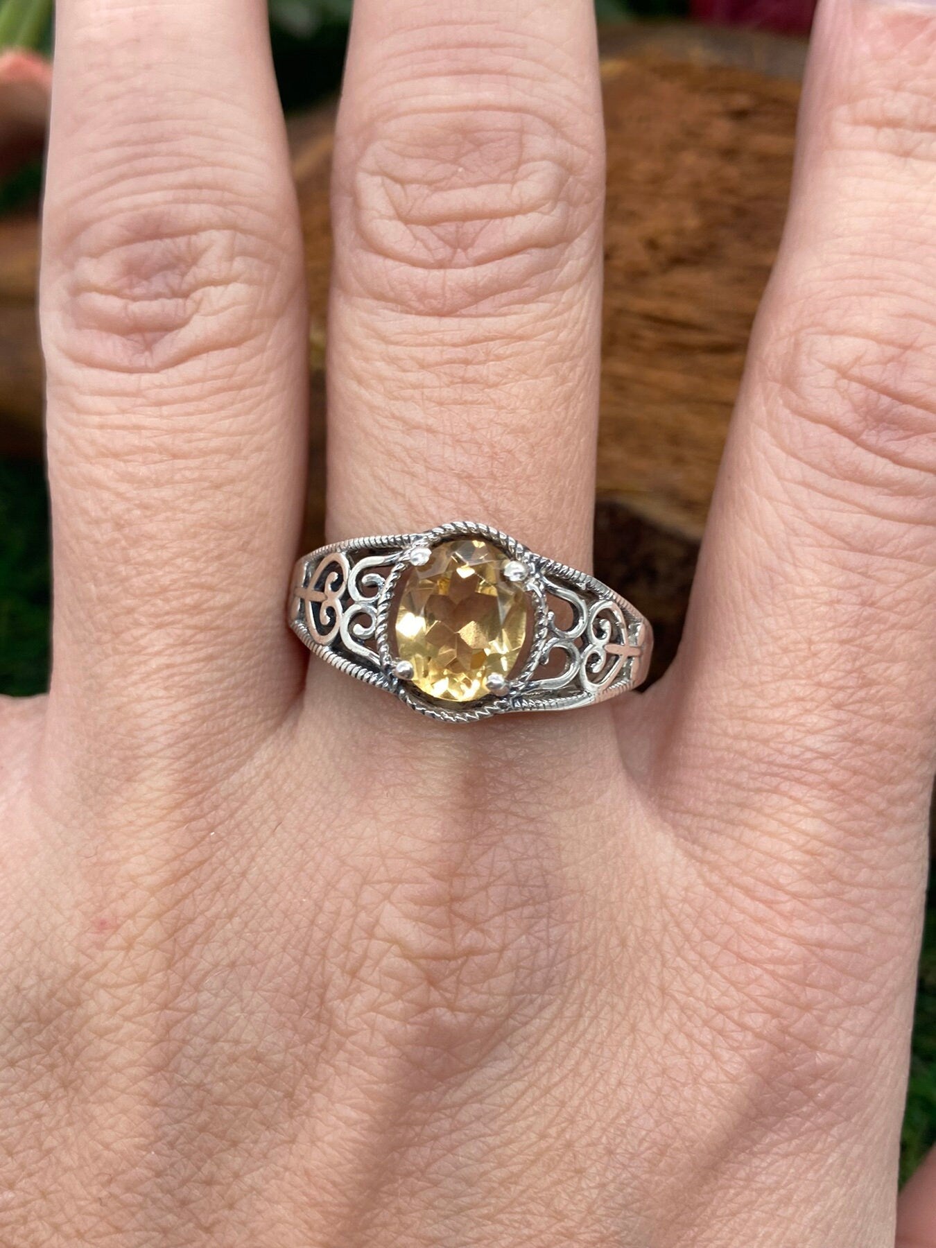 Citrine Crystal Sterling Silver 925 Faceted Ring Top Quality Handmade