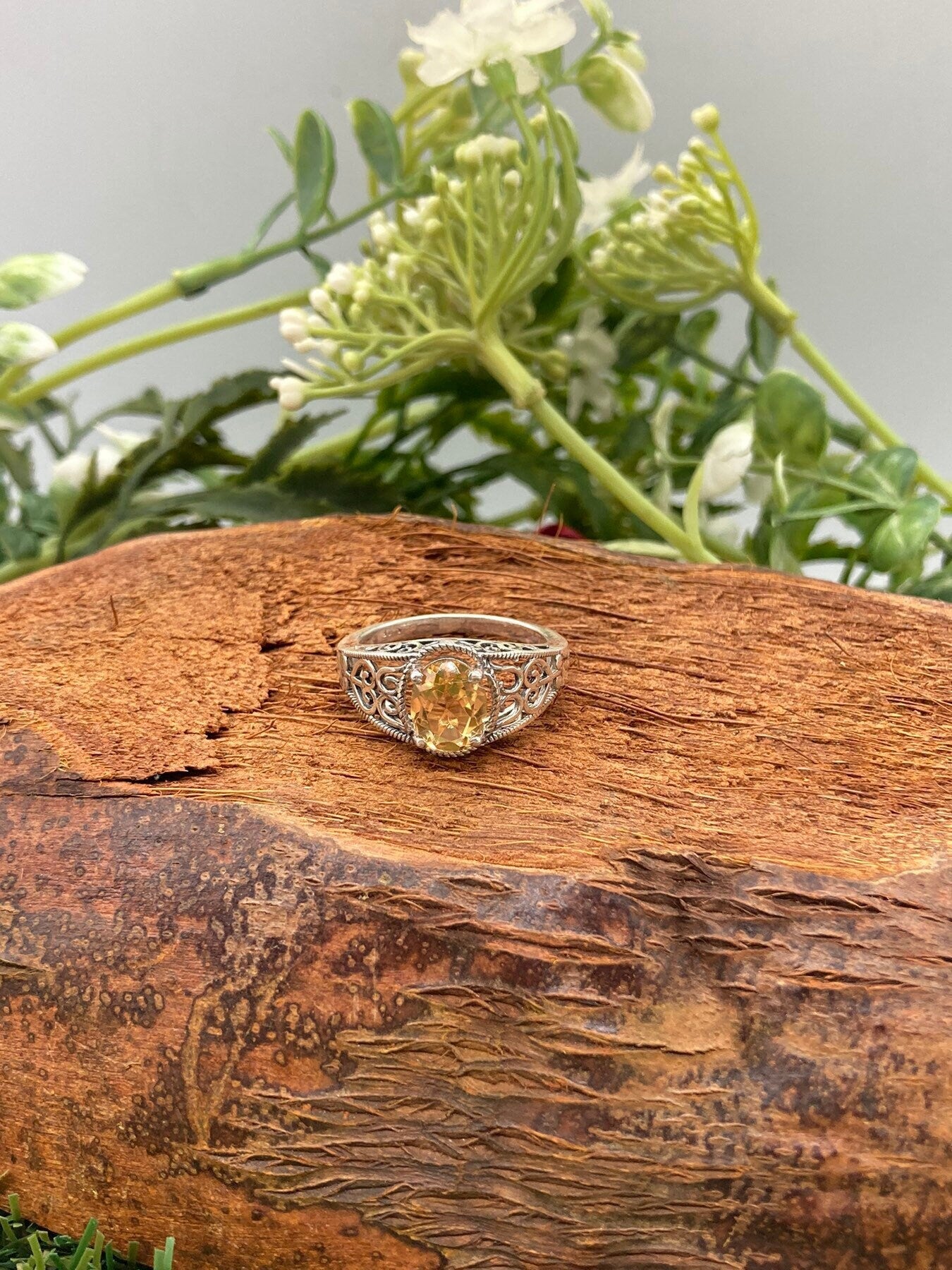 Citrine Crystal Sterling Silver 925 Faceted Ring Top Quality Handmade