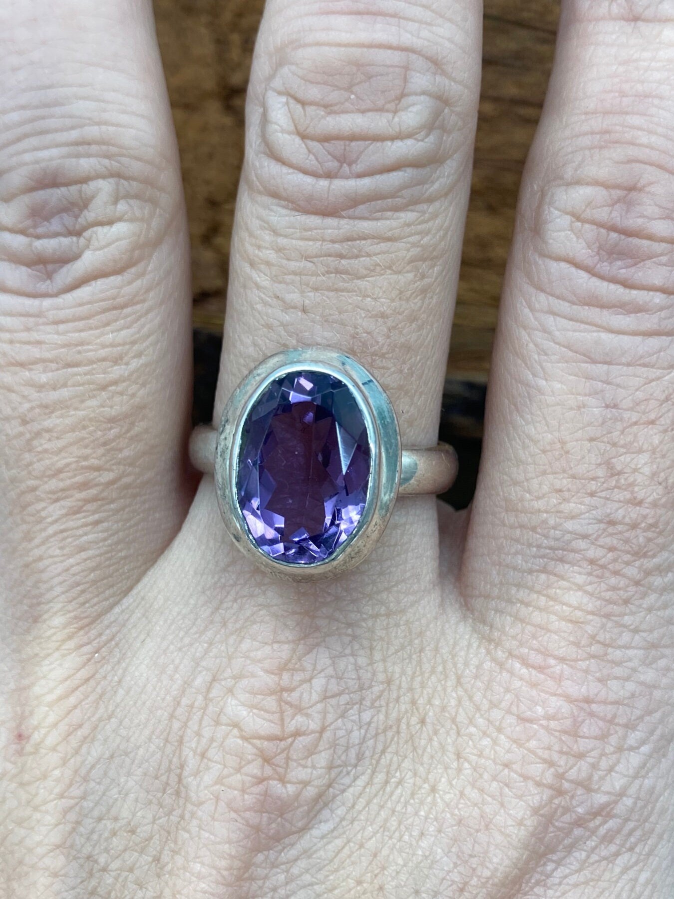 Amethyst Crystal Silver 925 Faceted Ring Top Quality Handmade