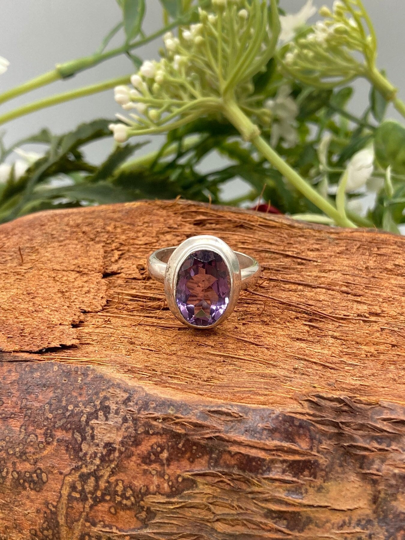 Amethyst Crystal Silver 925 Faceted Ring Top Quality Handmade