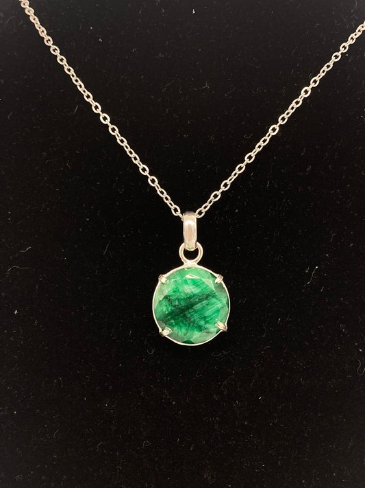 Raw Emerald Necklace, 40 Carat, Silver 925, Prosperity necklace, emerald pendant, Anxiety necklace, Emerald Jewelry Gift for Her