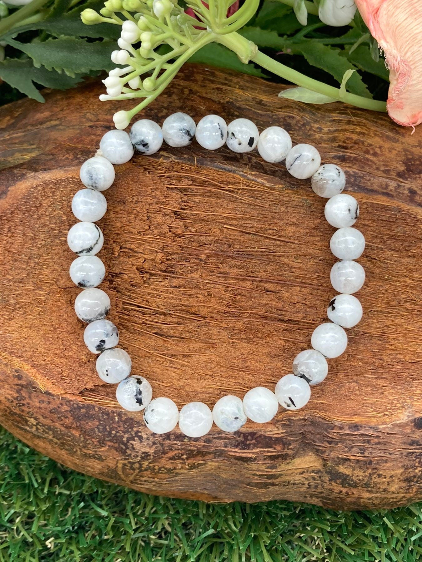 Moonstone Natural Crystal 8MM Beads Bracelets, Wrist Gemstone Bracelet, Strechy Bracelet, Beaded Bracelet, Hand Made Gift, Crystal Bracelet