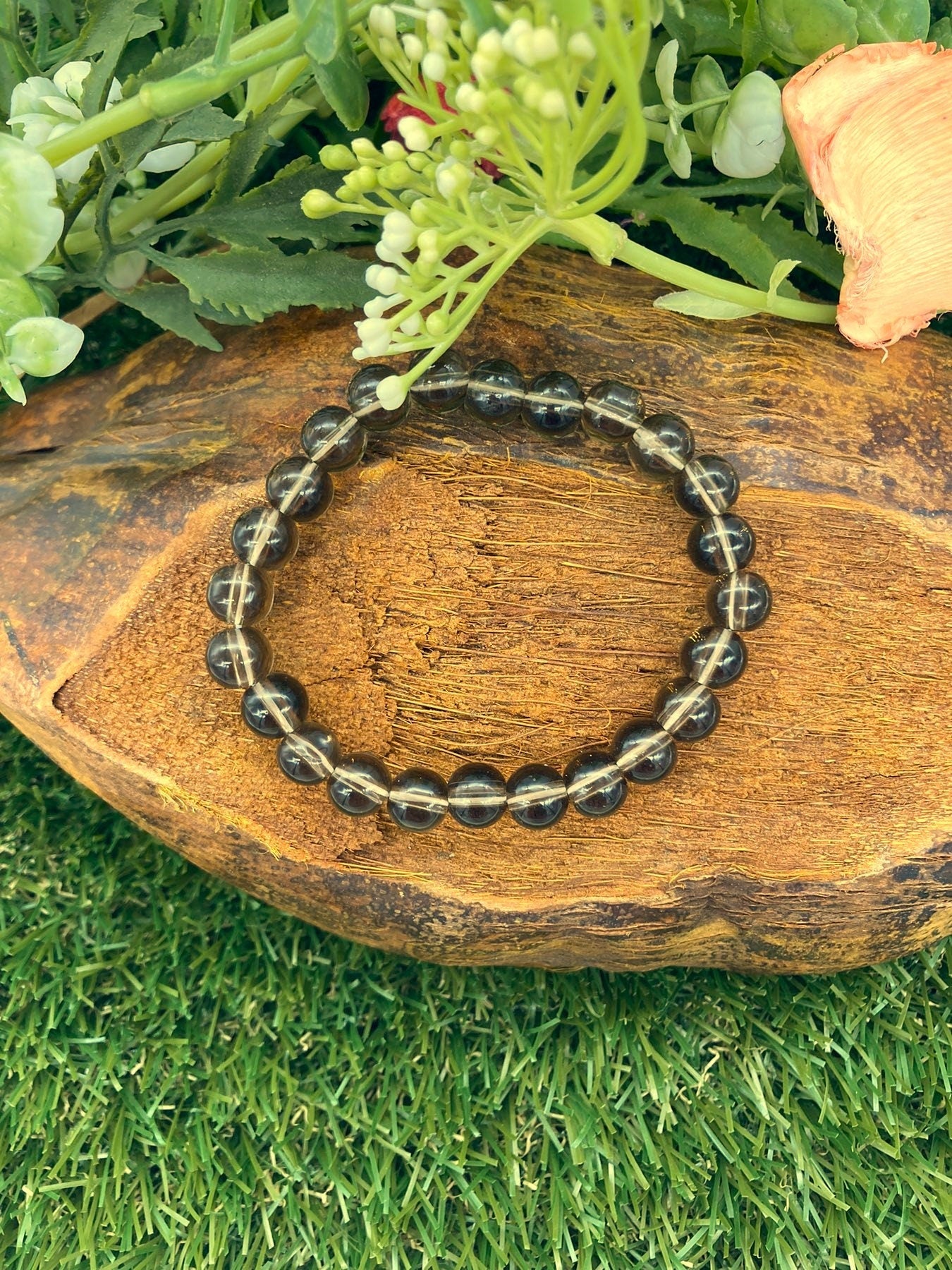 Smoky Quartz Natural Crystal 8MM Beads Bracelets, Wrist Bracelet, Strechy Bracelet, Beaded Bracelet, Hand Made Gift, Crystal Bracelet