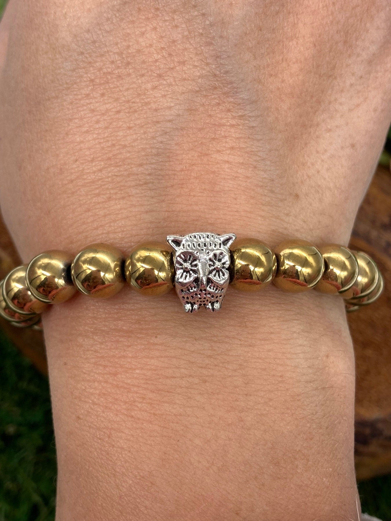 Gold Hematite Natural Crystal 8MM Beads Bracelets, Wrist Bracelet, Strechy Bracelet, Beaded Bracelet, Hand Made Gift, Crystal Bracelet