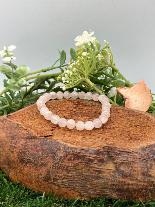 Rose Quartz Natural Crystal 8MM Beads Bracelets, Wrist Bracelet, Strechy Bracelet, Beaded Bracelet, Hand Made Gift, Crystal Bracelet