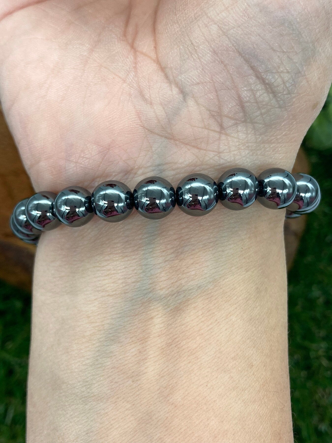 Hematite Natural Crystal 8MM Beads Bracelets, Wrist Gemstone Bracelet, Strechy Bracelet, Beaded Bracelet, Hand Made Gift, Crystal Bracelet
