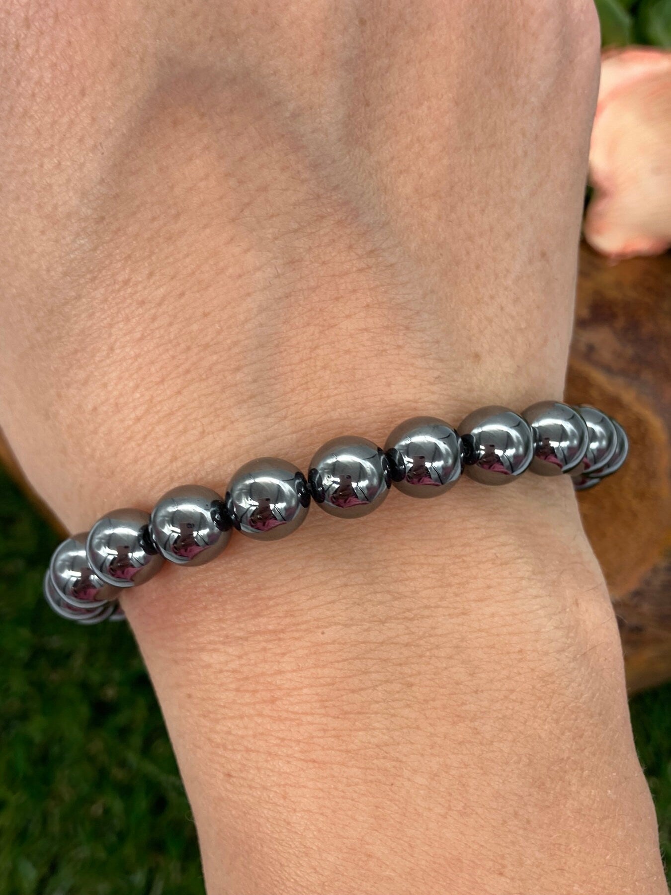 Hematite Natural Crystal 8MM Beads Bracelets, Wrist Gemstone Bracelet, Strechy Bracelet, Beaded Bracelet, Hand Made Gift, Crystal Bracelet