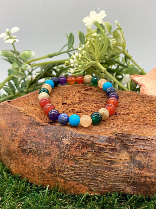 Chakra Natural Crystals 8MM Beads Bracelets, Wrist Bracelet, Strechy Bracelet, Beaded Bracelet, Hand Made Gift, Crystal Bracelet