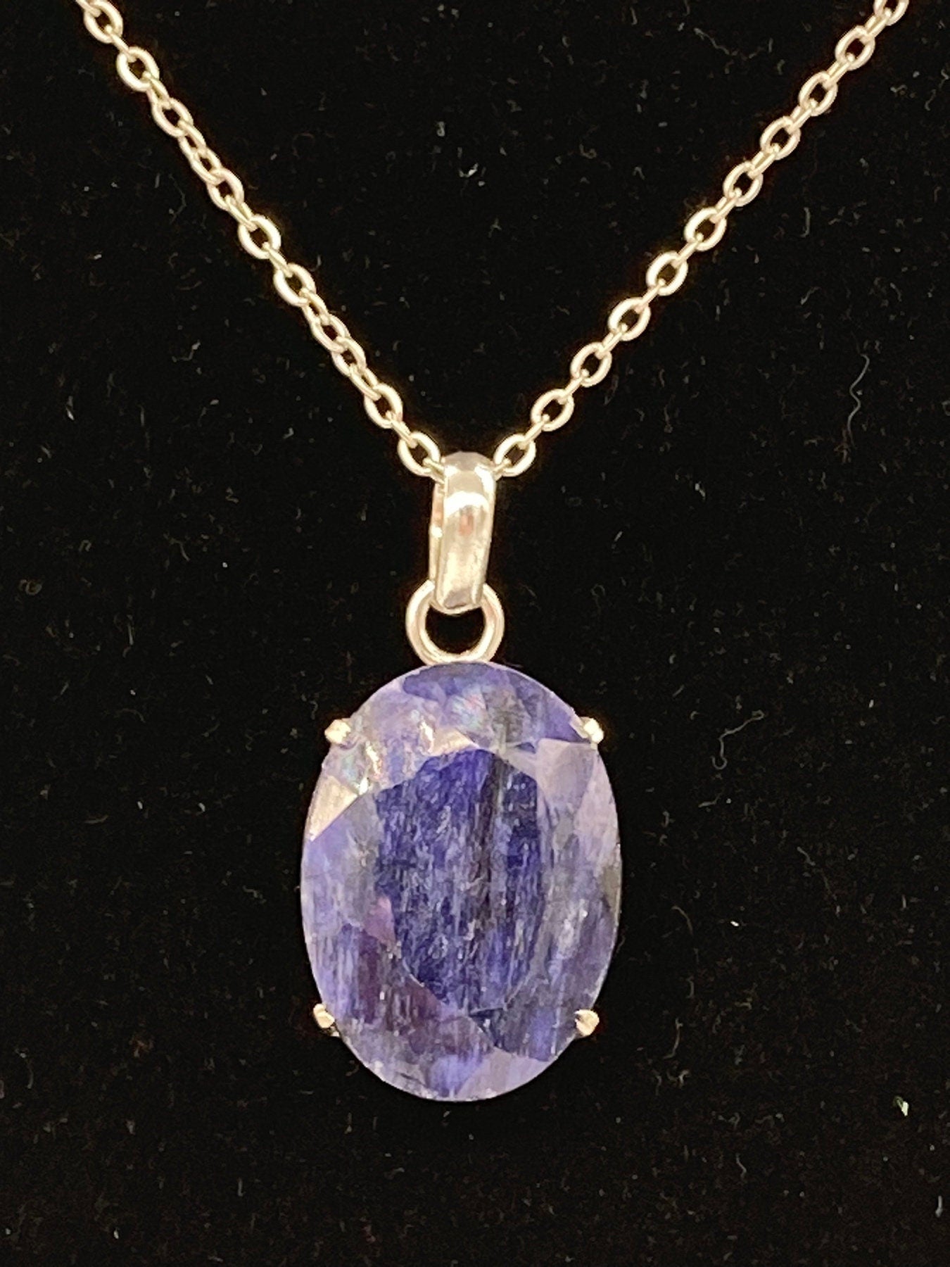 Raw Blue Sapphire Necklace, 33 Carat, Calming Necklace, Silver 925,  Real Blue Sapphire Jewelry, raw gemstone necklace