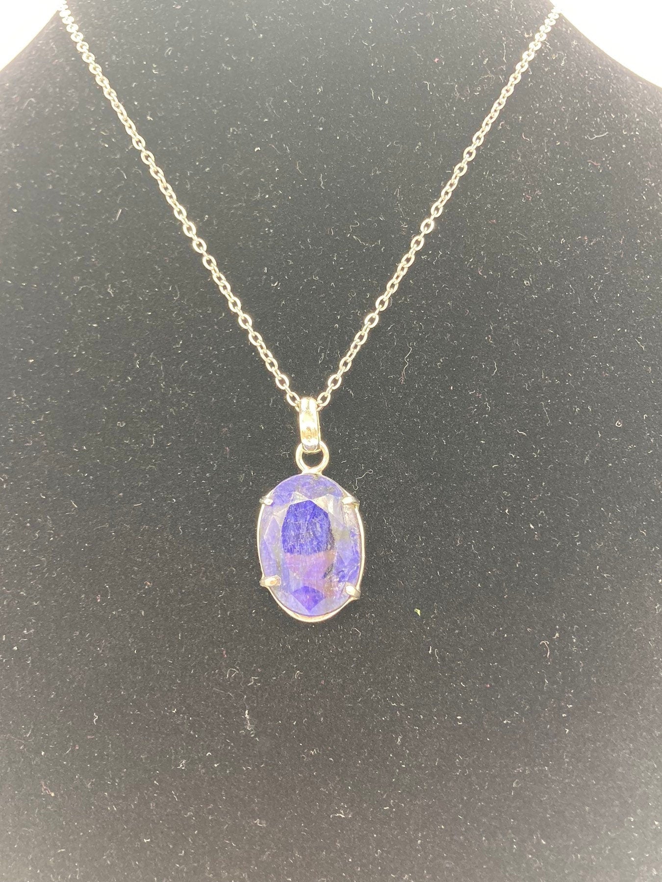 Raw Blue Sapphire Necklace, 33 Carat, Calming Necklace, Silver 925,  Real Blue Sapphire Jewelry, raw gemstone necklace