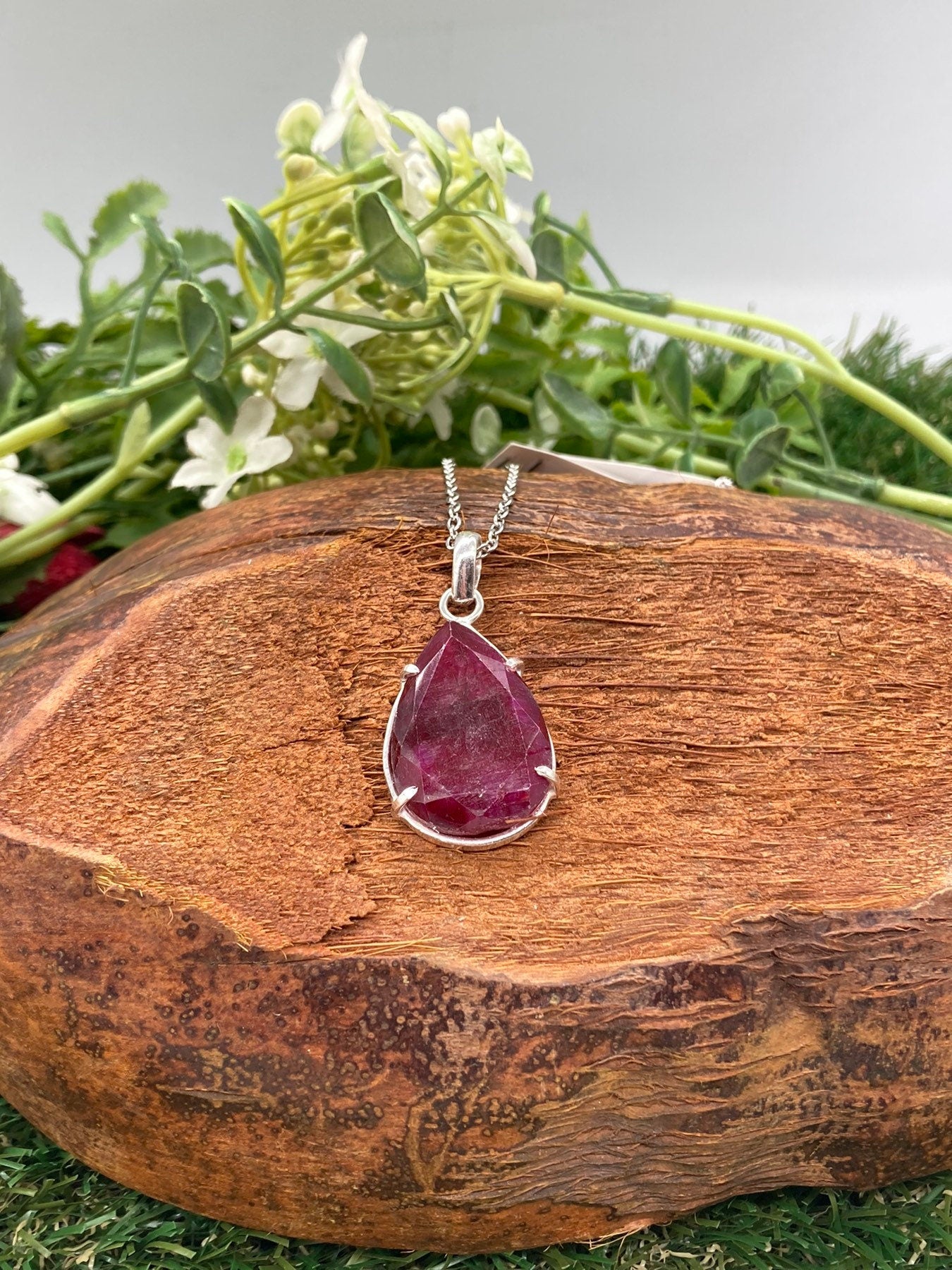 Raw Ruby Necklace, 42 Carat, Silver 925, Genuine Ruby Pendant, Courage Necklace, Red Ruby Necklace, Birthstone Necklace, gemstone necklace