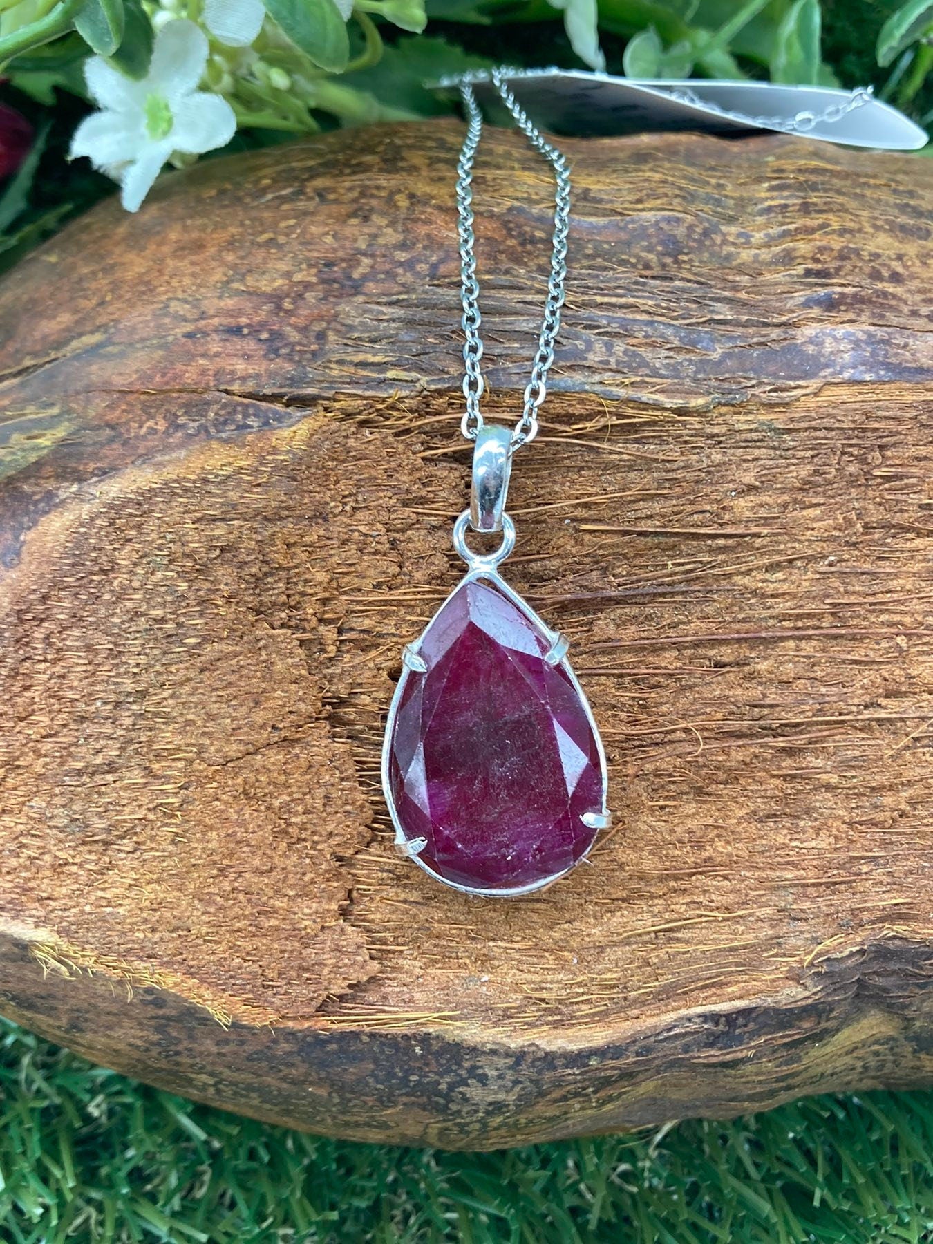 Raw Ruby Necklace, 42 Carat, Silver 925, Genuine Ruby Pendant, Courage Necklace, Red Ruby Necklace, Birthstone Necklace, gemstone necklace