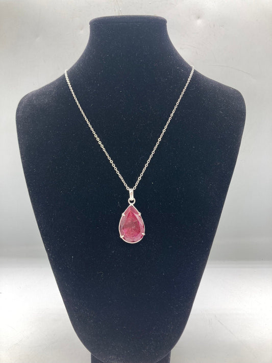 Raw Ruby Necklace, 42 Carat, Silver 925, Genuine Ruby Pendant, Courage Necklace, Red Ruby Necklace, Birthstone Necklace, gemstone necklace