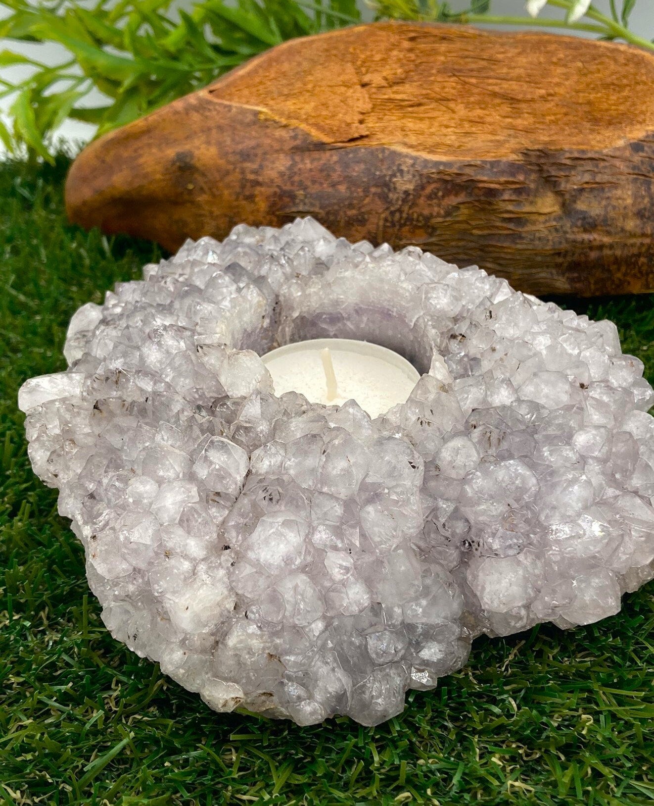 Amethyst Crystal Geode Candle Holder