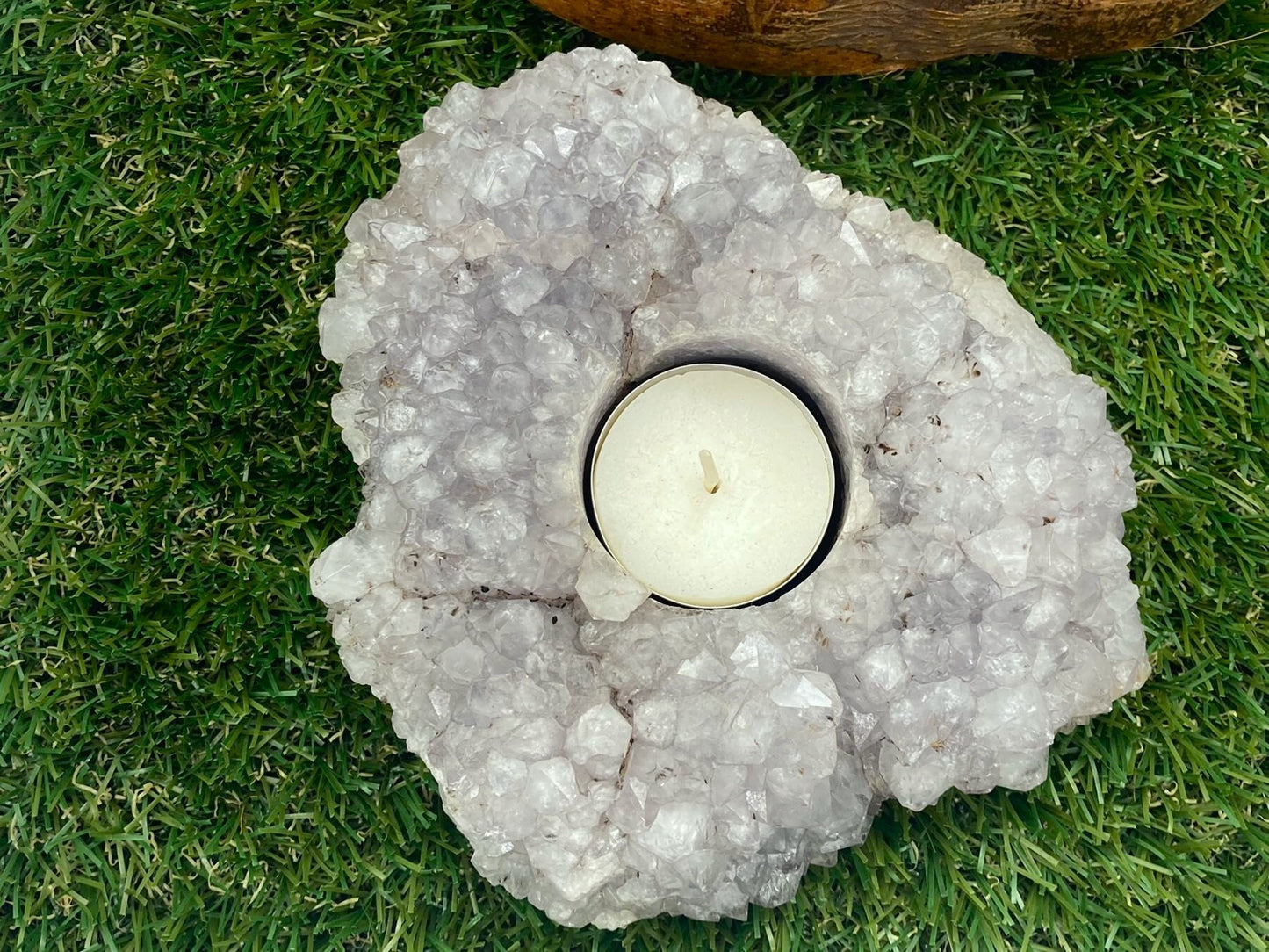 Amethyst Crystal Geode Candle Holder