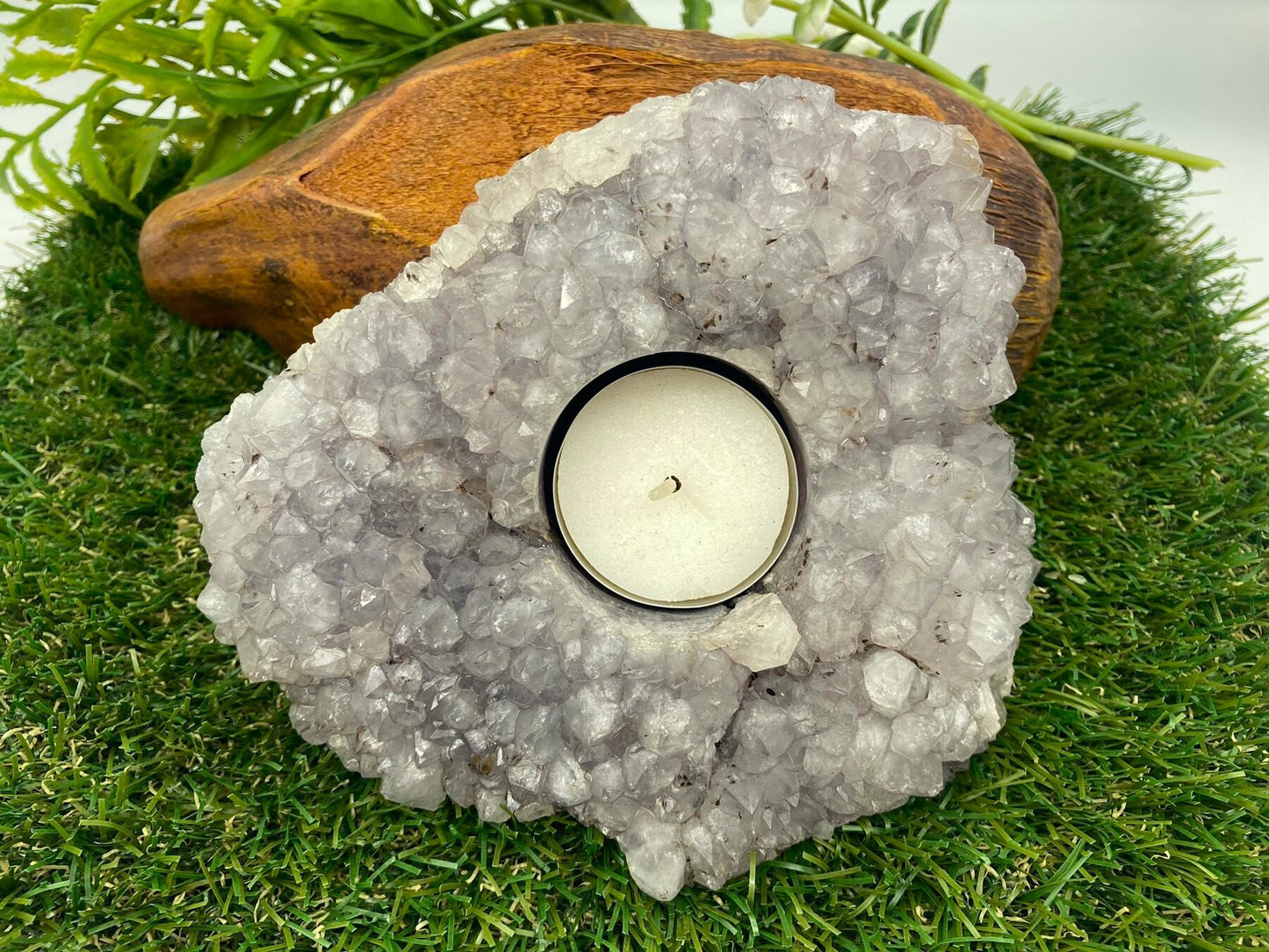 Amethyst Crystal Geode Candle Holder