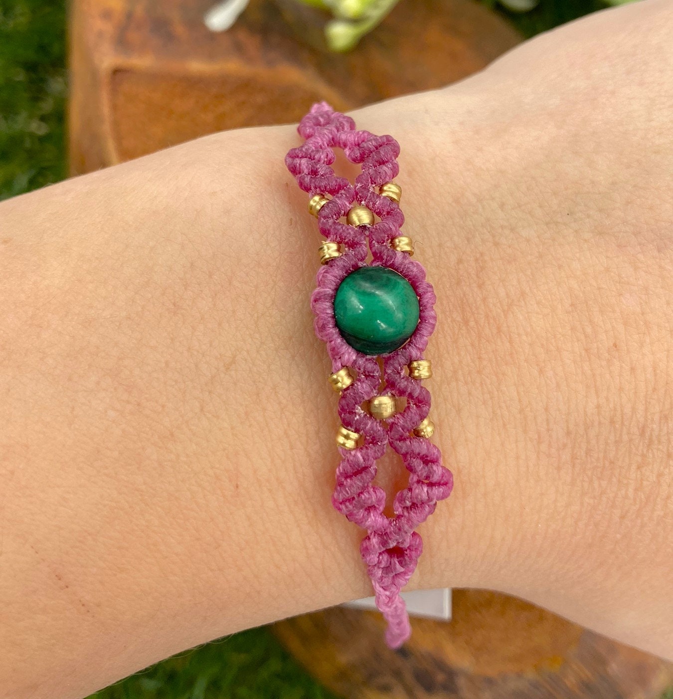 Malachite Macrame Woven Bracelet
