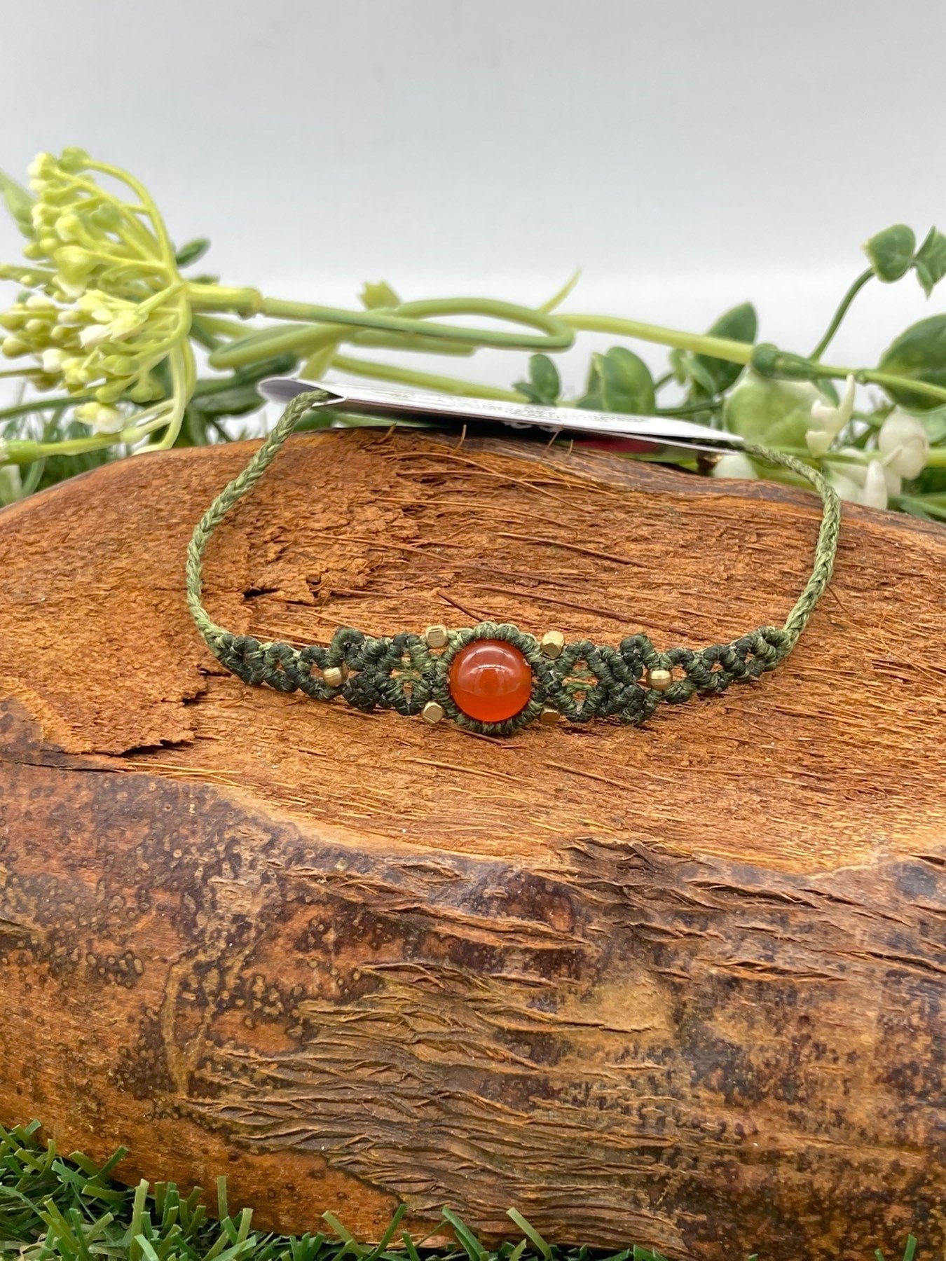 Carnelian Macrame Woven Bracelet